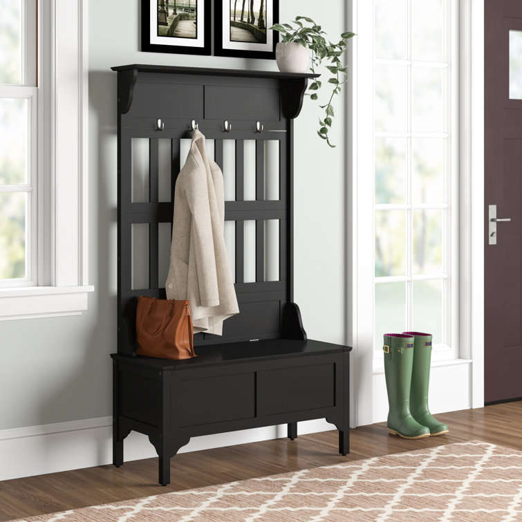 Red Barrel Studio® Mccordsville 35.75'' Wide Solid Wood Hall Tree with